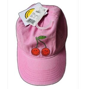 Smiley World Cherry Smile Baseball Cap Hat Kids One Size Pink Embroidered NWT